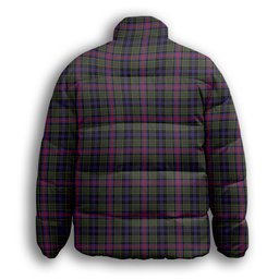 ScotsTee Shop Scottish Graham of Airth Modern Crest Tartan Collar Down Jacket Winter White Duck Down Plaid