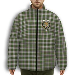 ScotsTee Shop Scottish Hay White Dress Crest Tartan Collar Down Jacket Winter White Duck Down Plaid