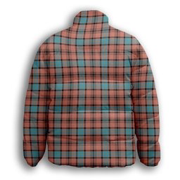 ScotsTee Shop Scottish Hannay Dress Ancient Crest Tartan Collar Down Jacket Winter White Duck Down Plaid