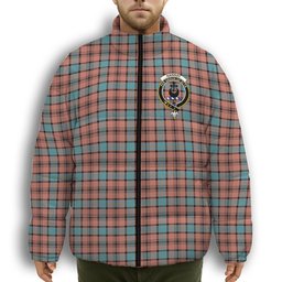 ScotsTee Shop Scottish Hannay Dress Ancient Crest Tartan Collar Down Jacket Winter White Duck Down Plaid