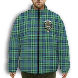 ScotsTee Shop Scottish Graham of Montrose Ancient Crest Tartan Collar Down Jacket Winter White Duck Down Plaid