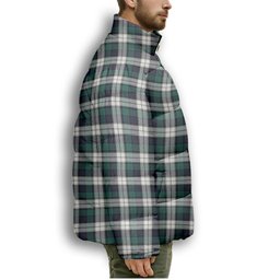 ScotsTee Shop Scottish Graham Dress Modern Crest Tartan Collar Down Jacket Winter White Duck Down Plaid