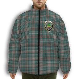 ScotsTee Shop Scottish Gayre Dress Modern Crest Tartan Collar Down Jacket Winter White Duck Down Plaid