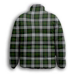 ScotsTee Shop Scottish Gunn Mrs Jane of Kirkhill House Wick Crest Tartan Collar Down Jacket Winter White Duck Down Plaid
