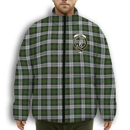 ScotsTee Shop Scottish Gunn Mrs Jane of Kirkhill House Wick Crest Tartan Collar Down Jacket Winter White Duck Down Plaid