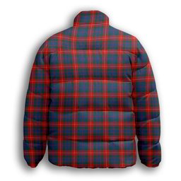 ScotsTee Shop Scottish Fraser of Lovat Modern Crest Tartan Collar Down Jacket Winter White Duck Down Plaid