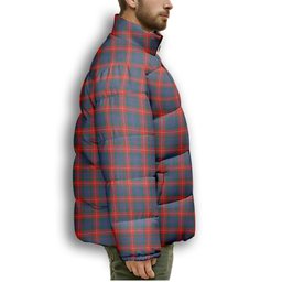 ScotsTee Shop Scottish Fraser of Lovat Modern Crest Tartan Collar Down Jacket Winter White Duck Down Plaid