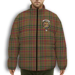 ScotsTee Shop Scottish Drummond of Strathallan Crest Tartan Collar Down Jacket Winter White Duck Down Plaid