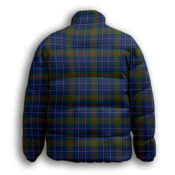 ScotsTee Shop Scottish Edmonstone of Duntreath Crest Tartan Collar Down Jacket Winter White Duck Down Plaid