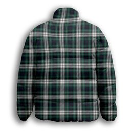 ScotsTee Shop Scottish Forbes Dress Modern Crest Tartan Collar Down Jacket Winter White Duck Down Plaid