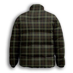 ScotsTee Shop Scottish Forbes of Druminnor Crest Tartan Collar Down Jacket Winter White Duck Down Plaid