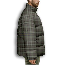 ScotsTee Shop Scottish Forbes of Druminnor Crest Tartan Collar Down Jacket Winter White Duck Down Plaid