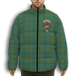 ScotsTee Shop Scottish Moncreiffe of Atholl Ancient Crest Tartan Collar Down Jacket Winter White Duck Down Plaid