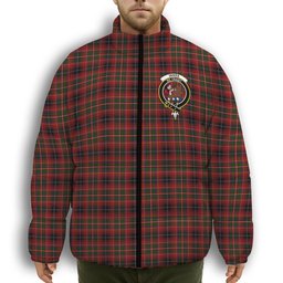 ScotsTee Shop Scottish Innes of Moray Crest Tartan Collar Down Jacket Winter White Duck Down Plaid