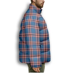 ScotsTee Shop Scottish Laing of Archiestown Ancient Crest Tartan Collar Down Jacket Winter White Duck Down Plaid