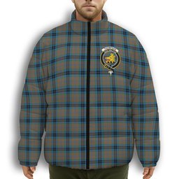 ScotsTee Shop Scottish Thompson Society Hunting Ancient Crest Tartan Collar Down Jacket Winter White Duck Down Plaid