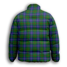 ScotsTee Shop Scottish Turnbull Hunting SC Crest Tartan Collar Down Jacket Winter White Duck Down Plaid