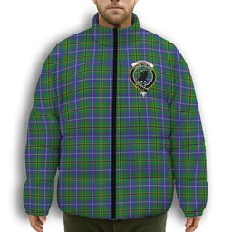 ScotsTee Shop Scottish Turnbull Hunting SC Crest Tartan Collar Down Jacket Winter White Duck Down Plaid