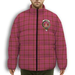 ScotsTee Shop Scottish Lumsden of Clova Modern Crest Tartan Collar Down Jacket Winter White Duck Down Plaid