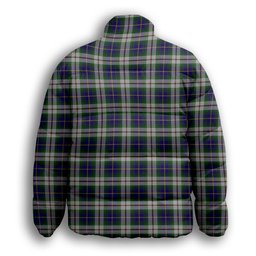 ScotsTee Shop Scottish McLeod Of Californian Crest Tartan Collar Down Jacket Winter White Duck Down Plaid