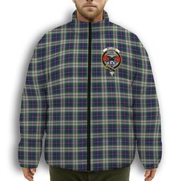 ScotsTee Shop Scottish McLeod Of Californian Crest Tartan Collar Down Jacket Winter White Duck Down Plaid