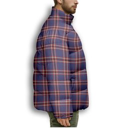 ScotsTee Shop Scottish Laing of Archiestown Crest Tartan Collar Down Jacket Winter White Duck Down Plaid
