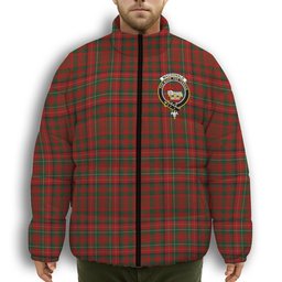 ScotsTee Shop Scottish MacDonald of Staffa 2 Crest Tartan Collar Down Jacket Winter White Duck Down Plaid