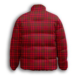 ScotsTee Shop Scottish Murray of Tulloch Modern Crest Tartan Collar Down Jacket Winter White Duck Down Plaid