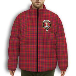 ScotsTee Shop Scottish Murray of Tulloch Modern Crest Tartan Collar Down Jacket Winter White Duck Down Plaid