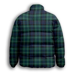 ScotsTee Shop Scottish MacNeill of Colonsay Modern Crest Tartan Collar Down Jacket Winter White Duck Down Plaid
