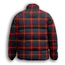 ScotsTee Shop Scottish Nicolson of Lewis Crest Tartan Collar Down Jacket Winter White Duck Down Plaid