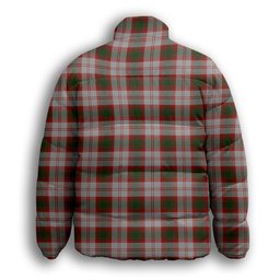 ScotsTee Shop Scottish Lindsay Dress Red Crest Tartan Collar Down Jacket Winter White Duck Down Plaid