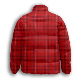 ScotsTee Shop Scottish Rose of Kilravock Modern Crest Tartan Collar Down Jacket Winter White Duck Down Plaid