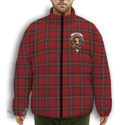 ScotsTee Shop Scottish Stewart of Rothesay 1 Crest Tartan Collar Down Jacket Winter White Duck Down Plaid