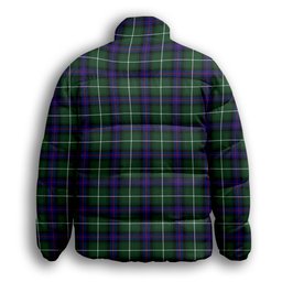 ScotsTee Shop Scottish MacDonald of the Isles Hunting Modern Crest Tartan Collar Down Jacket Winter White Duck Down Plaid