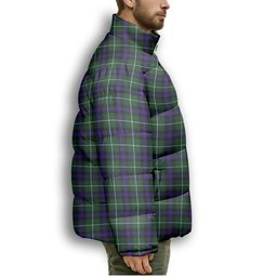 ScotsTee Shop Scottish MacDonald of the Isles Hunting Modern Crest Tartan Collar Down Jacket Winter White Duck Down Plaid