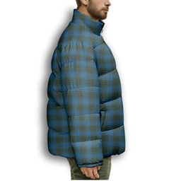 ScotsTee Shop Scottish Murray of Elibank Crest Tartan Collar Down Jacket Winter White Duck Down Plaid