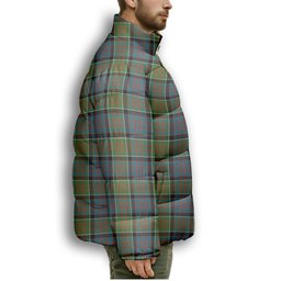 ScotsTee Shop Scottish MacDonald of Clan Ranald Ancient Crest Tartan Collar Down Jacket Winter White Duck Down Plaid