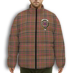 ScotsTee Shop Scottish Ogilvie (Ogilvy) of Strathallan Modern Crest Tartan Collar Down Jacket Winter White Duck Down Plaid