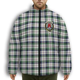 ScotsTee Shop Scottish MacNaughton Dress Modern Crest Tartan Collar Down Jacket Winter White Duck Down Plaid