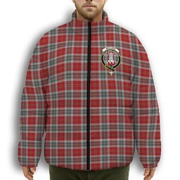 ScotsTee Shop Scottish MacLean of Duart Dress 2 Crest Tartan Collar Down Jacket Winter White Duck Down Plaid