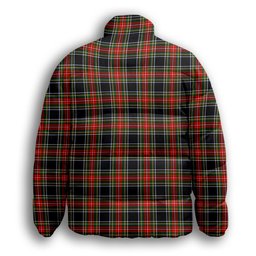 ScotsTee Shop Scottish Stewart High Stewards (Stewart Black) Crest Tartan Collar Down Jacket Winter White Duck Down Plaid