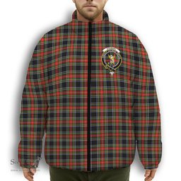 ScotsTee Shop Scottish Stewart High Stewards (Stewart Black) Crest Tartan Collar Down Jacket Winter White Duck Down Plaid
