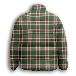 ScotsTee Shop Scottish Robertson Dress Ancient Crest Tartan Collar Down Jacket Winter White Duck Down Plaid