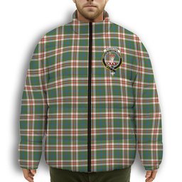 ScotsTee Shop Scottish Robertson Dress Ancient Crest Tartan Collar Down Jacket Winter White Duck Down Plaid