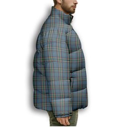 ScotsTee Shop Scottish Ralston UK Crest Tartan Collar Down Jacket Winter White Duck Down Plaid