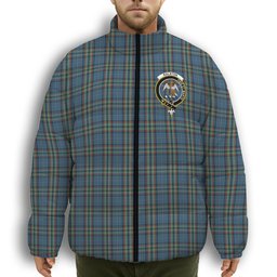 ScotsTee Shop Scottish Ralston UK Crest Tartan Collar Down Jacket Winter White Duck Down Plaid