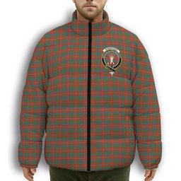 ScotsTee Shop Scottish Robertson White line New Ancient Crest Tartan Collar Down Jacket Winter White Duck Down Plaid