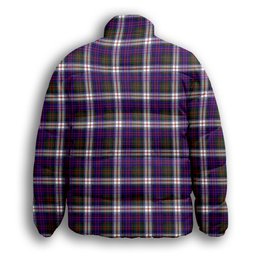 ScotsTee Shop Scottish MacDonald Dress Modern SC Crest Tartan Collar Down Jacket Winter White Duck Down Plaid