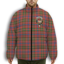ScotsTee Shop Scottish MacDonald of Glenaladale Ancient Crest Tartan Collar Down Jacket Winter White Duck Down Plaid